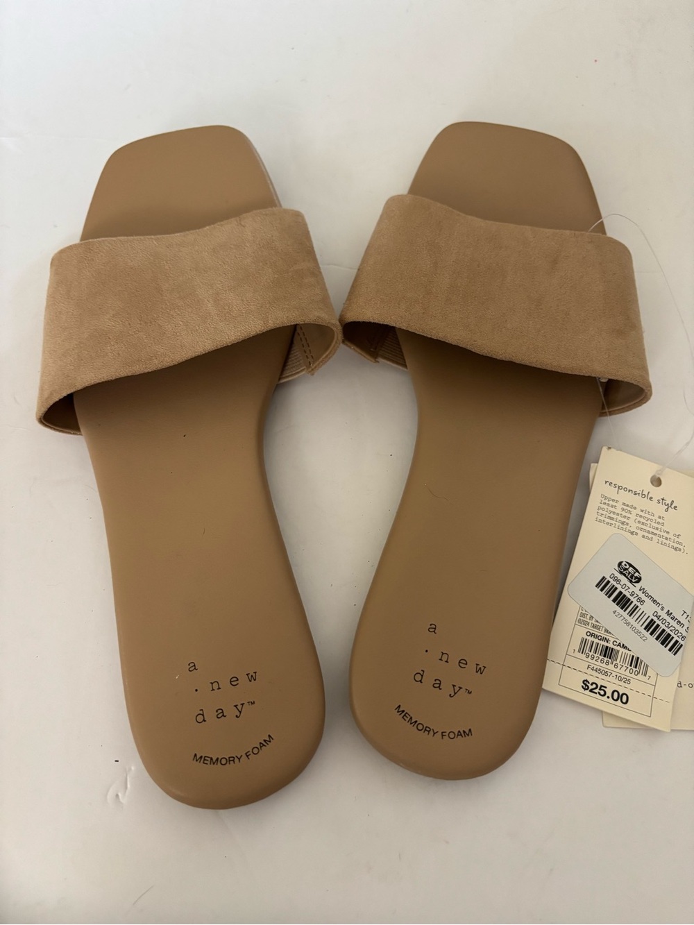 a new day Tan Suede Slide Sandals